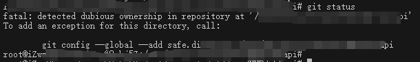 git status 报错：fatal: detected dubious ownership in - 图1